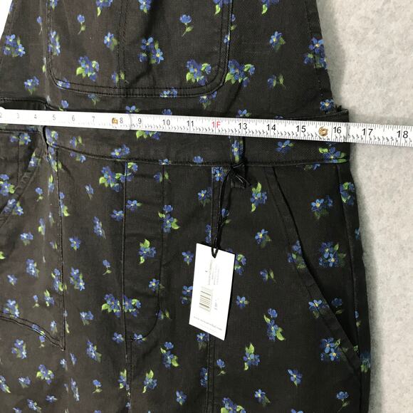 We Wore What Overalls Large Black Ditsy Floral Baggy Denim Stretch Y2K Festival - Picture 15 of 16